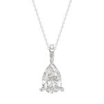 18K WHITE GOLD 1.00CT PEAR DIAMOND SOLITAIRE PENDANT WITH CHAIN (TALON CLAWS LOCK)