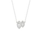 3/4CT White Gold 10K Collection Linked Hearts & Two-Stone Marquise Diamond Necklace for Women (Color F-G Clarity VS1/VS2)