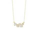Elegant Ladies 10K Yellow Gold 1/2CT Round Lab Grown five stone Diamond Fancy Bezel set Necklace  (Color F-G -Clarity VS1/VS2)