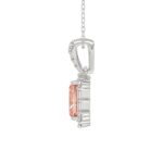 ETERNAL BLUSH COLLECTION 14K WHITE GOLD 1 1/4CT ROUND/PINK RADIANT/BAGUETTE DIAMOND LADIES PENDANT WITH CHAIN - Image 2