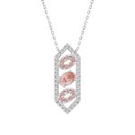 ETERNAL BLUSH COLLECTION 14K WHITE GOLD 1.00CT PINK ROUND DIAMOND /PINK OVAL DIAMOND LADIES NECKLACE