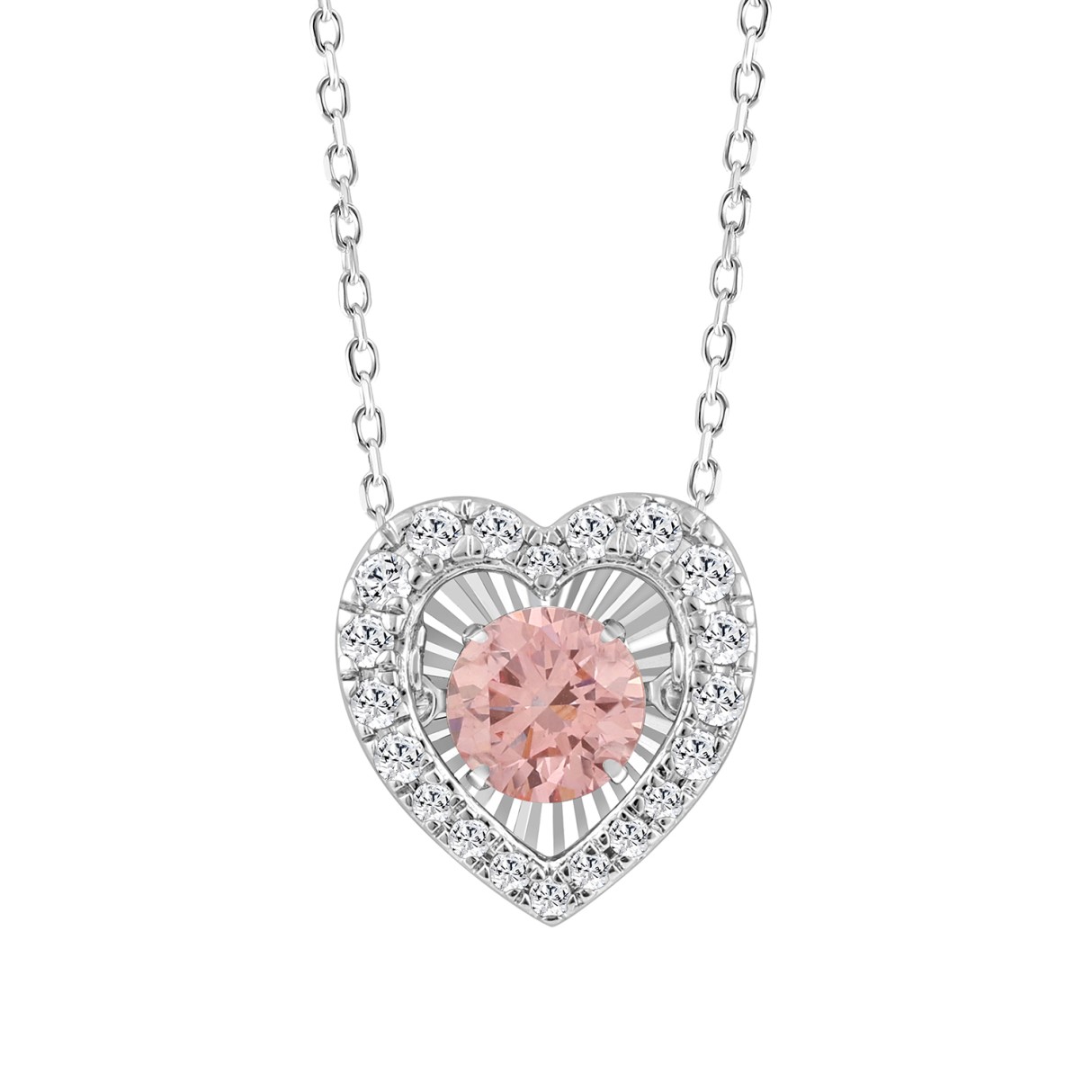 ETERNAL BLUSH COLLECTION 14K WHITE GOLD 1.00CT ROUND DIAMOND LADIES PENDANT (ROUND PINK) - Image 1