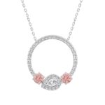 ETERNAL BLUSH COLLECTION 14K WHITE GOLD 1.00CT ROUND PINK DIAMOND / PEAR DIAMOND LADIES NECKLACE