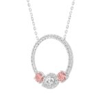 ETERNAL BLUSH COLLECTION 14K WHITE GOLD 1.00CT ROUND PINK DIAMOND / PEAR DIAMOND LADIES NECKLACE - Image 3