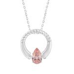 ETERNAL BLUSH COLLECTION 14K WHITE GOLD 1/2CT PINK PEAR DIAMOND LADIES PENDANT WITH CHAIN
