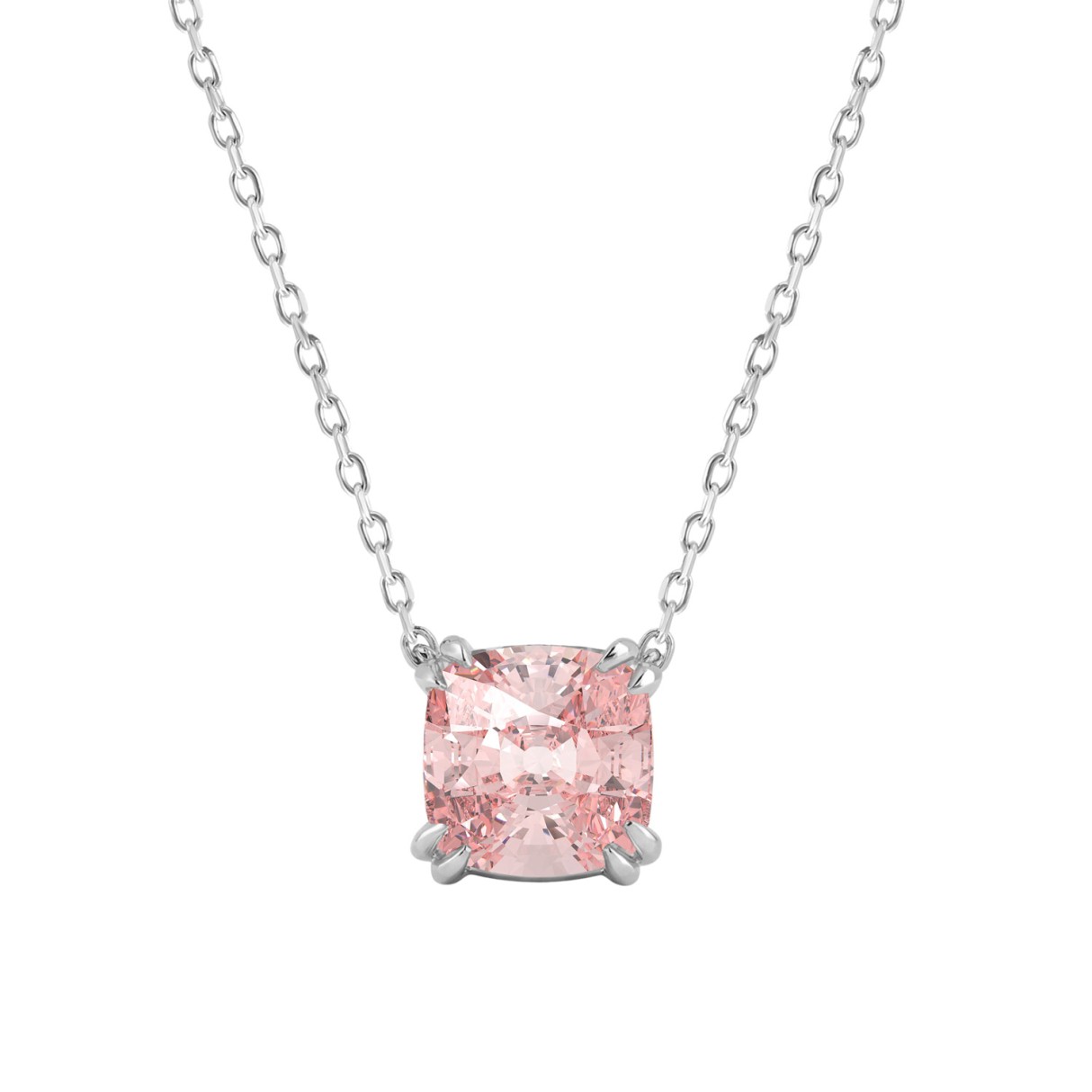 ETERNAL BLUSH COLLECTION 14K WHITE GOLD 2.00CT PINK CUSHION DIAMOND LADIES PENDANT - Image 1