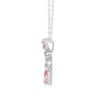 ETERNAL BLUSH COLLECTION 14K WHITE GOLD 2.00CT PINK PEAR & OVAL DIAMOND / PEAR DIAMOND LADIES PENDANT WITH CHAIN - Image 2