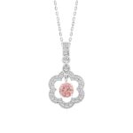 ETERNAL BLUSH COLLECTION 14K WHITE GOLD 3/4CT ROUND DIAMOND LADIES PENDANT WITH CHAIN (ROUND PINK)