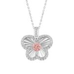 ETERNAL BLUSH COLLECTION 14K WHITE GOLD 3/4CT ROUND DIAMOND LADIES PENDANT WITH CHAIN (ROUND PINK)