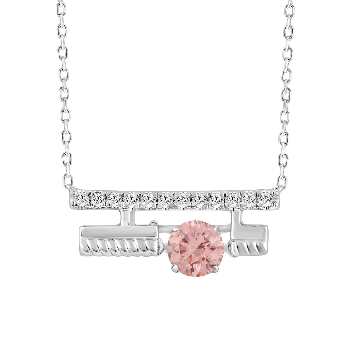 ETERNAL BLUSH COLLECTION 14K WHITE GOLD 5/8CT ROUND DIAMOND LADIES PENDANT (ROUND PINK) - Image 1
