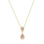 ETERNAL BLUSH COLLECTION LADIES NECKLACE 2 3/4CT ROUND/ PINK PEAR DIAMOND 14K YELLOW GOLD