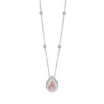 ETERNAL BLUSH COLLECTION LADIES NECKLACE 3/4CT ROUND/PEAR DIAMOND 14K WHITE GOLD (CENTER STONE PINK PEAR DIAMOND 1/2CT)