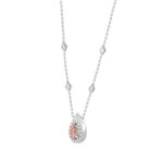 ETERNAL BLUSH COLLECTION LADIES NECKLACE 3/4CT ROUND/PEAR DIAMOND 14K WHITE GOLD (CENTER STONE PINK PEAR DIAMOND 1/2CT) - Image 3