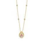 ETERNAL BLUSH COLLECTION LADIES NECKLACE 3/4CT ROUND/PEAR DIAMOND 14K YELLOW GOLD (CENTER STONE PINK PEAR DIAMOND 1/2CT)