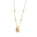 ETERNAL BLUSH COLLECTION LADIES NECKLACE 3/4CT ROUND/PEAR DIAMOND 14K YELLOW GOLD (CENTER STONE PINK PEAR DIAMOND 1/2CT) - Image 3