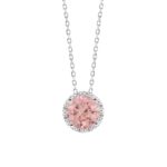 ETERNAL BLUSH COLLECTION LADIES PENDANT 1 1/4CT ROUND DIAMOND 14K WHITE GOLD (CENTER STONE PINK ROUND DIAMOND 1CT)