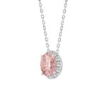 ETERNAL BLUSH COLLECTION LADIES PENDANT 1 1/4CT ROUND/OVAL DIAMOND 14K WHITE GOLD WITH CHAIN (CENTER STONE PINK OVAL DIAMOND 1CT) - Image 3