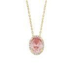 ETERNAL BLUSH COLLECTION LADIES PENDANT 1 1/4CT ROUND/OVAL DIAMOND 14K YELLOW GOLD WITH CHAIN (CENTER STONE PINK OVAL DIAMOND 1CT)