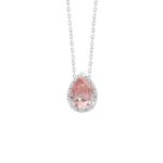 ETERNAL BLUSH COLLECTION LADIES PENDANT 1 1/4CT ROUND/PEAR DIAMOND 14K WHITE GOLD WITH CHAIN (CENTER STONE PINK PEAR DIAMOND 1CT)