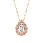 ETERNAL BLUSH COLLECTION LADIES PENDANT 1 1/4CT ROUND/PINK PEAR DIAMOND 14K YELLOW GOLD WITH CHAIN (CENTER STONE PEAR DIAMOND 3/4CT)