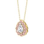 ETERNAL BLUSH COLLECTION LADIES PENDANT 1 1/4CT ROUND/PINK PEAR DIAMOND 14K YELLOW GOLD WITH CHAIN (CENTER STONE PEAR DIAMOND 3/4CT) - Image 2
