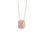 ETERNAL BLUSH COLLECTION LADIES PENDANT 1 1/5CT ROUND/EMERALD DIAMOND 14K ROSE GOLD WITH CHAIN (CENTER STONE PINK EMERALD DIAMOND 1CT) - Image 3