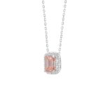 ETERNAL BLUSH COLLECTION LADIES PENDANT 1 1/5CT ROUND/EMERALD DIAMOND 14K WHITE GOLD WITH CHAIN (CENTER STONE PINK EMERALD DIAMOND 1CT) - Image 3