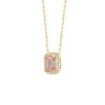 ETERNAL BLUSH COLLECTION LADIES PENDANT 1 1/5CT ROUND/EMERALD DIAMOND 14K YELLOW GOLD WITH CHAIN (CENTER STONE PINK EMERALD DIAMOND 1CT) - Image 3