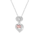 ETERNAL BLUSH COLLECTION LADIES PENDANT 1CT ROUND/OVAL DIAMOND 14K WHITE GOLD WITH CHAIN (CENTER STONE PINK OVAL DIAMOND 1/2CT) - Image 3