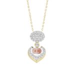 ETERNAL BLUSH COLLECTION LADIES PENDANT 1CT ROUND/OVAL DIAMOND 14K YELLOW GOLD WITH CHAIN (CENTER STONE PINK OVAL DIAMOND 1/2CT)