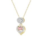 ETERNAL BLUSH COLLECTION LADIES PENDANT 1CT ROUND/OVAL DIAMOND 14K YELLOW GOLD WITH CHAIN (CENTER STONE PINK OVAL DIAMOND 1/2CT) - Image 3