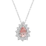 ETERNAL BLUSH COLLECTION LADIES PENDANT 2 1/2CT ROUND/PEAR DIAMOND 14K WHITE GOLD  (CENTER STONE PINK PEAR DIAMOND 1 1/2 CT)