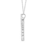 LADIES CROSS PENDANT WITH CHAIN 2CT ROUND DIAMOND 14K WHITE GOLD - Image 3