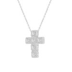 LADIES CROSS PENDANT WITH CHAIN 3CT ROUND/PRINCESS DIAMOND 14K WHITE GOLD - Image 3