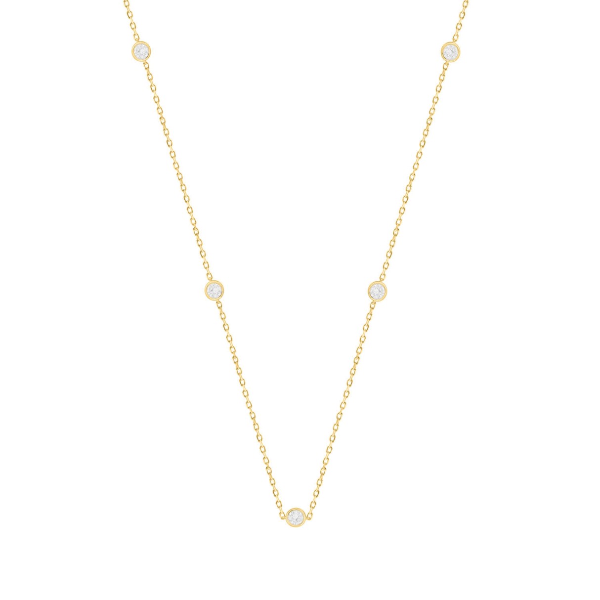 LADIES NECKLACE 1 1/2CT ROUND DIAMOND 14K YELLOW GOLD - Image 1