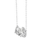 LADIES NECKLACE 1 1/2CT ROUND/PEAR DIAMOND 14K WHITE GOLD - Image 3