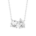 LADIES NECKLACE 1 1/2CT ROUND/PEAR DIAMOND 14K WHITE GOLD - Image 4