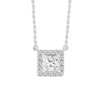 LADIES NECKLACE 1CT ROUND/PRINCESS DIAMOND 14K WHITE GOLD (CENTER STONE PRINCESS DIAMOND 3/4CT )