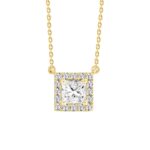 LADIES NECKLACE 1CT ROUND/PRINCESS DIAMOND 14K YELLOW GOLD (CENTER STONE PRINCESS DIAMOND 3/4CT )