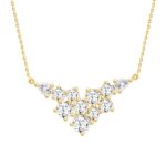 LADIES NECKLACE 2CT ROUND/PEAR DIAMOND 14K YELLOW GOLD
