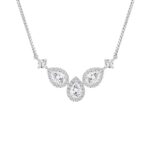 LADIES NECKLACE 3 1/2CT ROUND/PEAR DIAMOND 14K WHITE GOLD