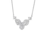 LADIES NECKLACE 3 1/2CT ROUND/PEAR DIAMOND 14K WHITE GOLD - Image 3