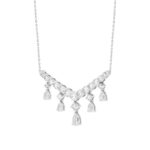 LADIES NECKLACE 3CT ROUND/PEAR DIAMOND 14K WHITE GOLD - Image 2