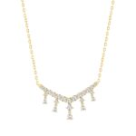 LADIES NECKLACE 3CT ROUND/PEAR DIAMOND 14K YELLOW GOLD