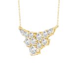 LADIES NECKLACE 4CT ROUND/PEAR DIAMOND 14K YELLOW GOLD - Image 3