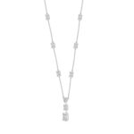 LADIES NECKLACE 7 1/2CT ROUND/EMERALD DIAMOND 14K WHITE GOLD - Image 2