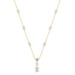 LADIES NECKLACE 7 1/2CT ROUND/EMERALD DIAMOND 14K YELLOW GOLD