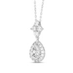 LADIES NECKLACE WITH CHAIN 2 1/2CT ROUND/PEAR DIAMOND 14K WHITE GOLD (CENTER STONE PEAR DIAMOND 1 1/2CT ) - Image 3