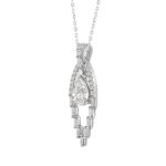 LADIES PENDANT 1 1/2CT ROUND/BAGUETTE/PEAR DIAMOND 14K WHITE GOLD - Image 3
