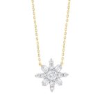 LADIES PENDANT 1 1/2CT ROUND/EMERALD DIAMOND 14K YELLOW GOLD WITH CHAIN